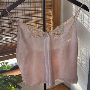 VTG Pink Lingerie Camisole Lace Trim Myonne made in USA